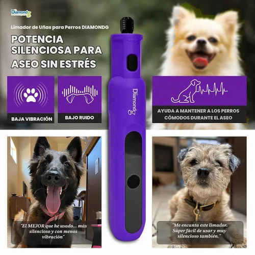 Vista 2 de Diamondg Micro - Molinillo de uñas para perros, sonido silencioso con luz Micro - Púrpura
