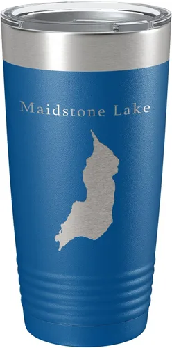 Vista 17 de Maidstone Lake Map Tumbler Travel Mug Insulated Laser Engraved Coffee Cup Vermont 20 oz Black