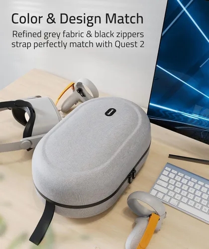 Vista 7 de Syntech Large Hard Carrying Case Compatible with OculusMeta Quest 2Meta Quest Pro Accessories VR Headset with Elite Strap Touch Controllers and