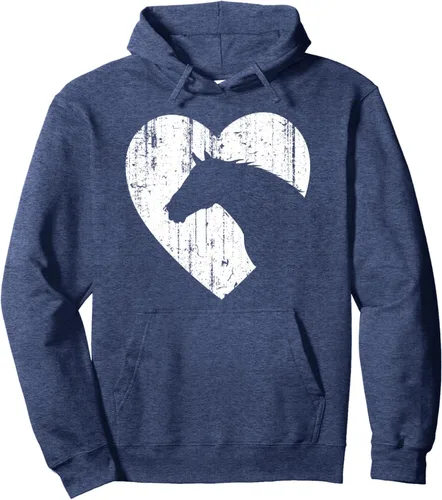 Vista 9 de Sudadera con capucha con estampado gráfico ecuestre y silueta de corazón de caballo para vaquera, Negro, S