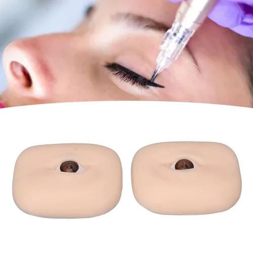 Vista 2 de 1 par de silicona 3D tatuaje práctica ojo para técnicas de maquillaje de microblading – modelo de ojo falso reutilizable para principiantes