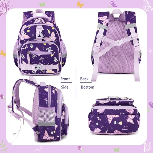 Vista 9 de Mochila 11 para niños y niñas, Mariposa, Compacto