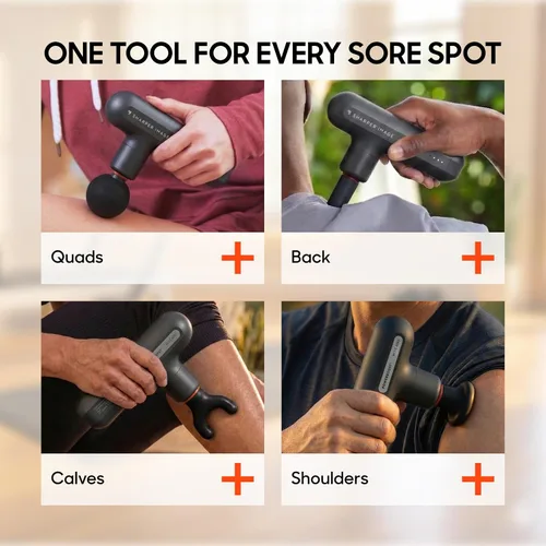 Vista 6 de Sharper Image Powerboost Move Aero [nueva versión 2026] Mini pistola de masaje de percusión de tejido profundo, herramienta de masaje