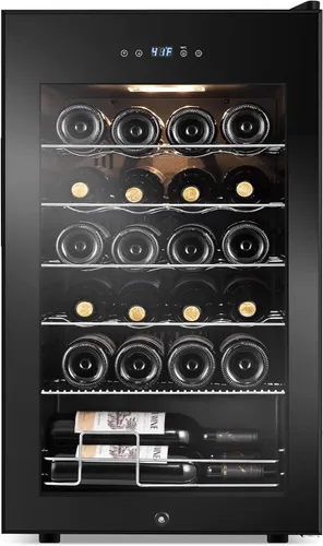 Vista 27 de Refrigerador Enfriador de Vinos de 8 Botellas, Refrigerador Pequeño de Vino, Mini Refrigerador de Vino de Encimera con Puerta de Vidrio, Bodegas