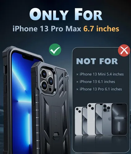 Vista 2 de FNTCASE Funda para iPhone 13 Pro Max: [Protector de pantalla y soporte integrados] [Protección contra caídas de grado militar] Funda de teléfono