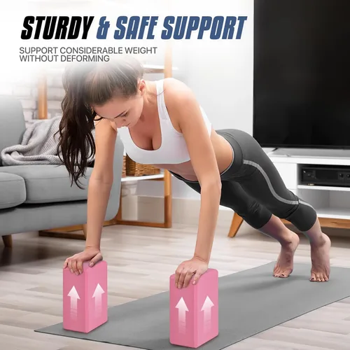 Vista 4 de MADOG Bloque de yoga, 9 x 6 x 4 pulgadas, alta densidad, espuma EVA, equipo de yoga para estirar, flexibilidad, equilibrio, fitness, pilates