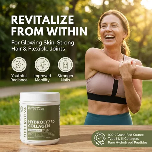 Vista 2 de Polvo de Péptidos de Colágeno Hidrolizado - 100% Puro, Alimentado con Pasto e Insípido para Mujeres y Hombres – para Huesos, Articulaciones, Cabello