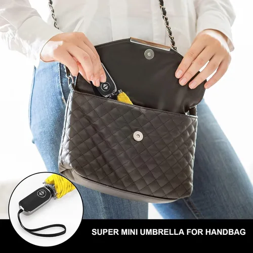 Vista 132 de LEAGERA Paraguas de viaje compacto para bolso, mango plano, impermeable para lluvia ligera