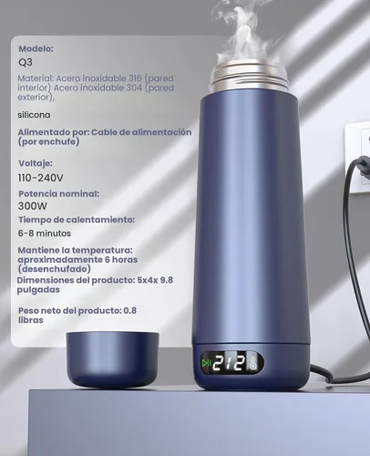 Vista 9 de Hervidor de Viaje, Hervidor Eléctrico Portátil de Voltaje Dual 110V-220V-240V Hervidor de Agua Pequeño Inteligente para Té y Café, Acero Inoxidable