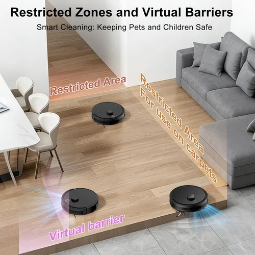 Vista 7 de Combo robot de aspiradora y trapeador, aspiradoras robóticas con navegación LiDAR, mapeo inteligente, fuerte succión, con WiFi/App/Alexa/control