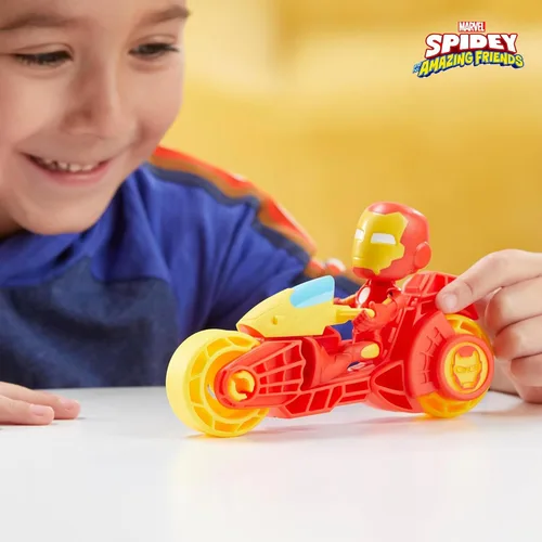 Vista 7 de Spidey and His Amazing Friends, Iron Man - Figura de acción y juguete para motocicleta, juguetes preescolares de superhéroes de Marvel para niños