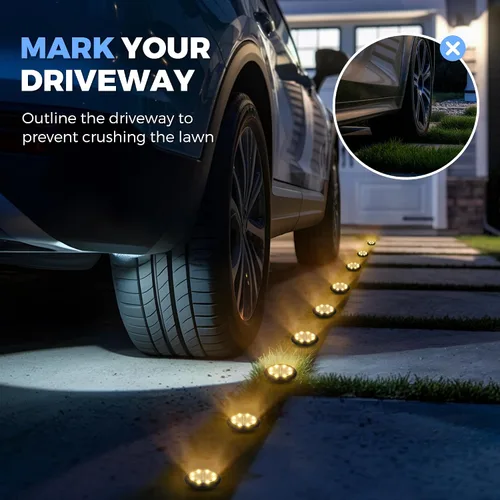 Vista 8 de SOLPEX Mini luces solares de tierra, paquete de 12 luces solares para caminos al aire libre, impermeables, luces de jardín para entrada, pasarela
