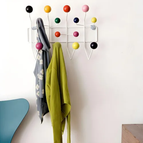Vista 4 de Industrial Hooks Punch-Free Metal Wall-Mounted Coat Rack with Wood Ball Decoration Iron Coat Rack with Solid Wood Ball Wall Coat Hook Metal Simple