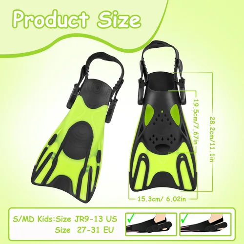 Vista 2 de Snorkeling Gear for Kids, Mask Fins Snorkel Set for Kid Panoramic View Diving Mask Anti-Fog Anti-Leak Dry Top Snorkel and Dive Flippers with Travel
