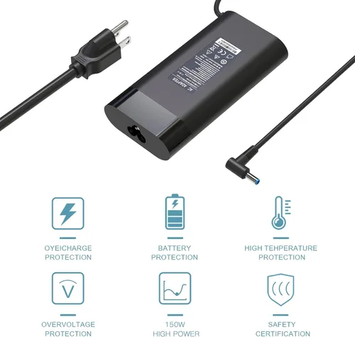 Vista 4 de Cargador Laptopo de 150 W para HP ZBook 15 16 17 15u 15v G3 G4 G5 G6 G8 G9 ZBook Studio G4 G5 G7 G8 G9 Pavilion Gaming 15 17 OMEN by 15 17 Adaptador
