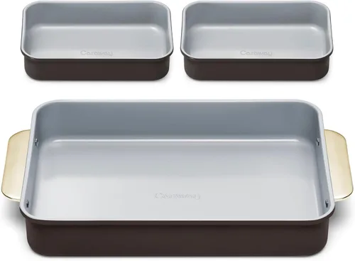 Vista 9 de Caraway Molde rectangular pequeño antiadherente de 9" x 6.5", no tóxico, sin PTFE ni PFOA, núcleo de acero aluminizado, bandeja para hornear