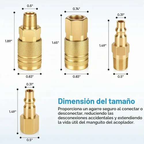 Vista 2 de 14 piezas de accesorios de manguera de aire NPT de 1/4 pulgadas, accesorios para herramientas de aire, accesorios de compresor de aire, conexión