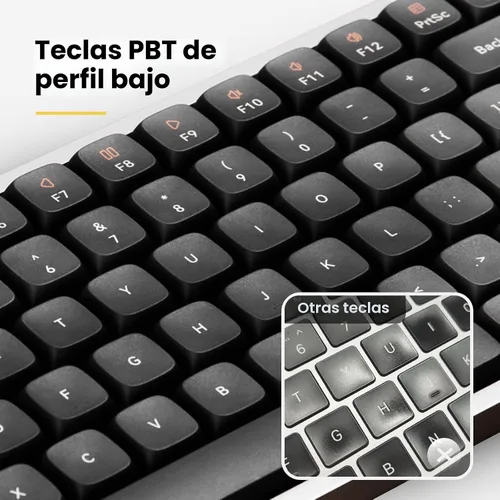 Vista 4 de LOFREE Flow - Teclado mecánico de perfil bajo, 100 teclas recargables inalámbricas con Bluetooth y conexión por cable para Windows, Mac