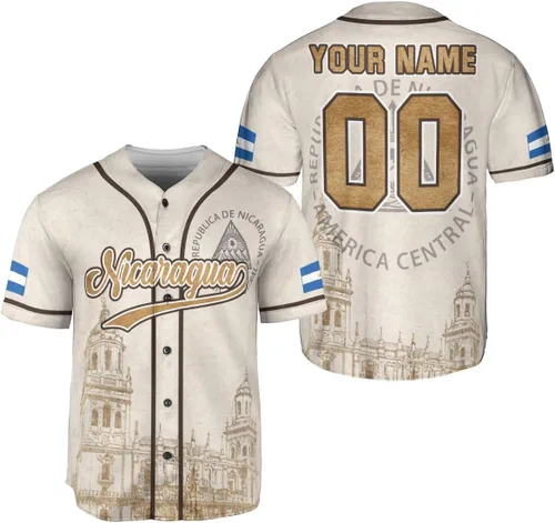 Vista 8 de Camiseta de béisbol de Nicaragua personalizada, camiseta de béisbol de Nicaragua personalizada para hombres y mujeres, camisas nicaragüenses