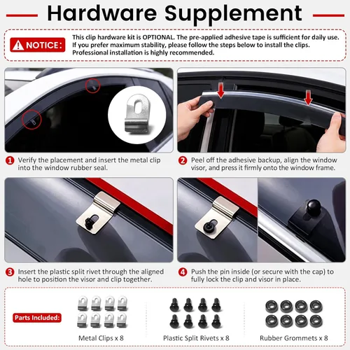 Vista 7 de IKON MOTORSPORTS Visor para ventana, compatible con Toyota Sienna 2011-2020, visor de ventana de policarbonato inyectado para proteger de la lluvia