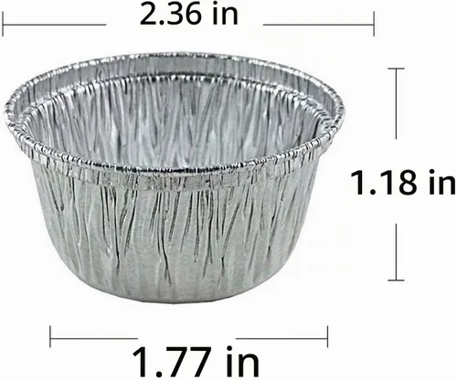 Vista 3 de Tazas desechables para hornear de 2 onzas, moldes de papel de aluminio, 2.4 fl oz, moldes para cupcakes para hornear, asar, 100 unidades.