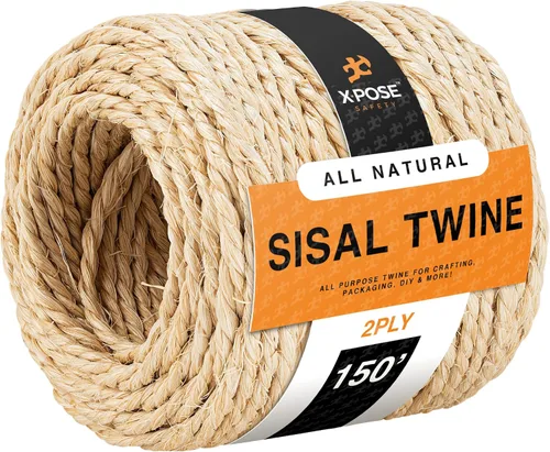 Vista 6 de Cuerda de sisal – Cuerda de fibra natural fina de 1 capa en el carrete – para poste rascador de gatos, piezas de repuesto de árbol de gato, juguete