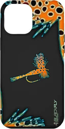Vista 25 de Funda para iPhone 16 con mosca y pesca con moscas secas de piel de trucha por Black Fly Case