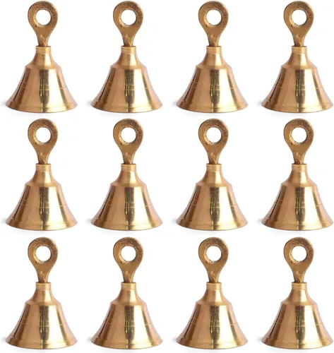 Vista 7 de Satvik - Juego de 6 campanas de latón para colgar en el templo de Pooja Mandir, para el hogar, campanas de Navidad, decoración de árboles