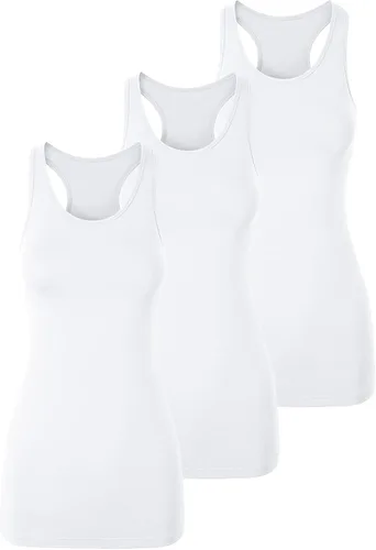 Vista 15 de TAIPOVE Camisetas largas sin mangas para mujer de algodón para capas con espalda cruzada extra largas para ropa deportiva, paquete de 3