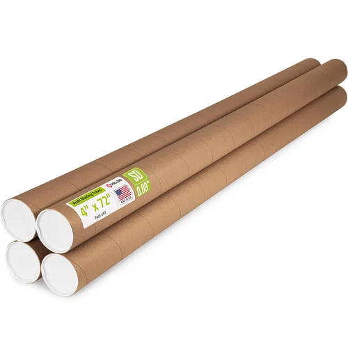 Vista 22 de Tubo de cartón reforzado de 2 x 18 pulgadas, paquete de 4 tubos con 8 tapas, seguro aprobado por USPS, ideal para envío y almacenamiento