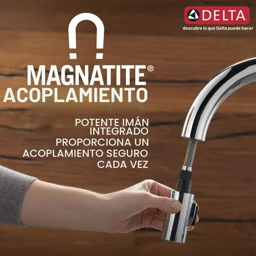 Vista 6 de Delta Grifo Trinsic Grifo de fregadero de cocina de un solo mango, 9959-AR-DST Ártico inoxidable