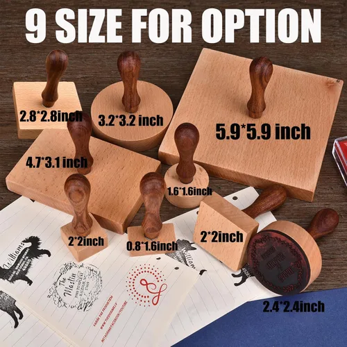 Vista 7 de Sellos personalizados para varias ocasiones, sellos de goma de madera en varios tamaños (sello-2)