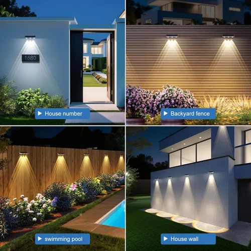Vista 6 de YiLaie - Luces solares para valla al aire libre, IP67 impermeable, 16-25H 3000 K/6500 K/4500 K