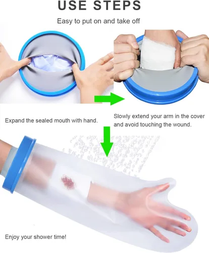 Vista 7 de CureSquad Brazo de cubierta de ducha fundido, fundas de fundición para ducha, cubierta de fundición impermeable para adultos, protección de yeso