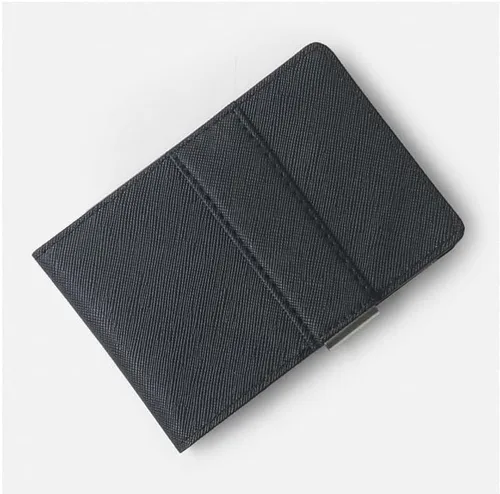 Vista 9 de SDFGH - Billetera de cuero con clip para dinero y dinero para hombre con abrazadera de metal, tarjetero de identificación femenino