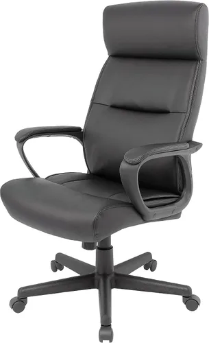 Vista 6 de STAPLES Rutherford Silla ergonómica de oficina ejecutiva y gerente, respaldo alto, altura ajustable, piel sintética Luxura, color negro