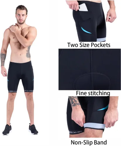 Vista 5 de Cycle Shorts Men Padded Bicycle Riding Pants Bike Biking Clothes Accessories Pockets UPF 50+