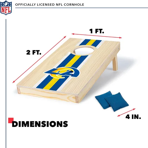 Vista 5 de Wild Sports NFL Football Los Angeles Rams - Juego de cornhole de madera maciza de 1 x 2 pies, tamaño de viaje, con gráficos de equipo HD
