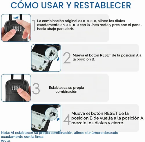 Vista 6 de Caja de bloqueo de llave, caja de bloqueo de combinación de 4 dígitos para montaje en pared, impermeable para exteriores, caja de contraseña segura
