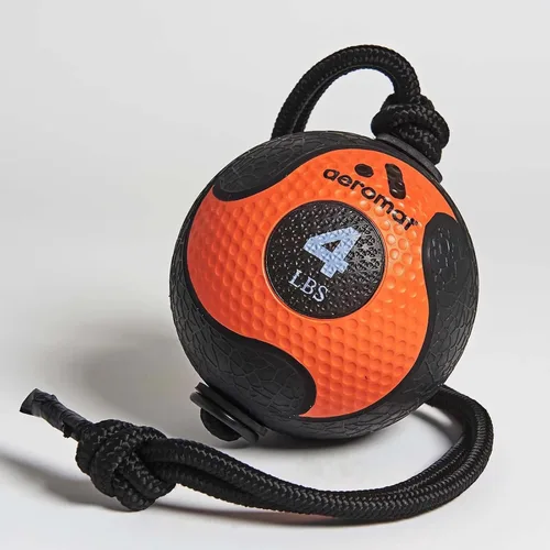 Vista 3 de Aeromat Elite Power Rope Medicine Ball for Core Strength/Rotational Movements Training Negro/Naranja