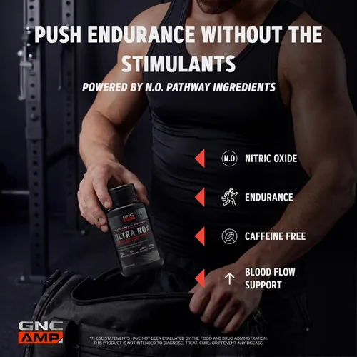 Vista 3 de GNC AMP Ultra Nox, soporta resistencia y rendimiento, sin estimulaciones