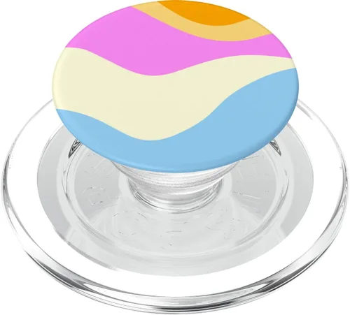 Vista 7 de Retro Waves Swirls Pastel Rainbow Wavy Stripes 60s Aesthetic PopSockets Adhesive PopGrip