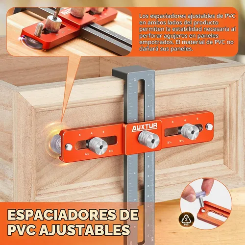 Vista 2 de Plantilla de hardware de gabinete, herramienta de plantilla de manija de gabinete ajustable with Deep Hole Pencil， with Alignment Hole, Punch