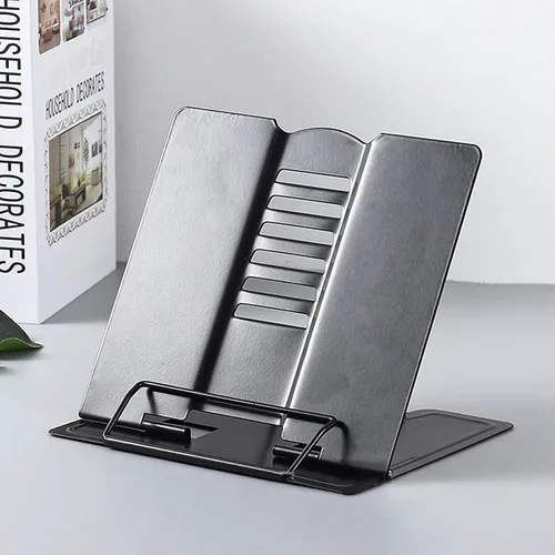 Vista 6 de Dicunoy Juego de 2 soportes de metal para libros de escritorio, soporte ajustable para libros, soportes resistentes para recetas, libros de texto