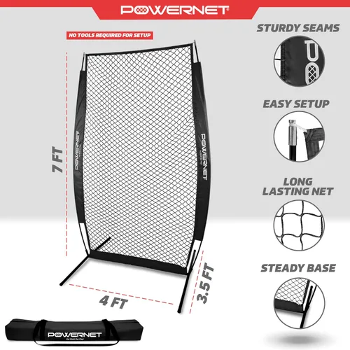 Vista 3 de PowerNet Baseball Training Equipment Baseball Net, Portable Softball Batting Practice Pitching Screen, 7-FT I-Screen or A-Frame Pitching Net
