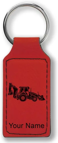 Vista 21 de LaserGram Llavero rectangular, retroexcavadora, grabado personalizado incluido