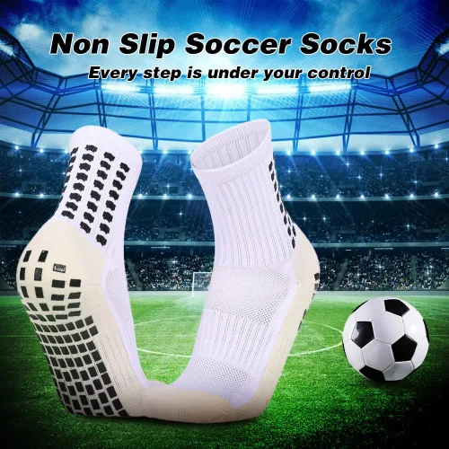 Vista 2 de Paquete de 8 calcetines de fútbol para hombre, antideslizantes, almohadillas de agarre antideslizantes para fútbol, baloncesto, deportes, calcetines