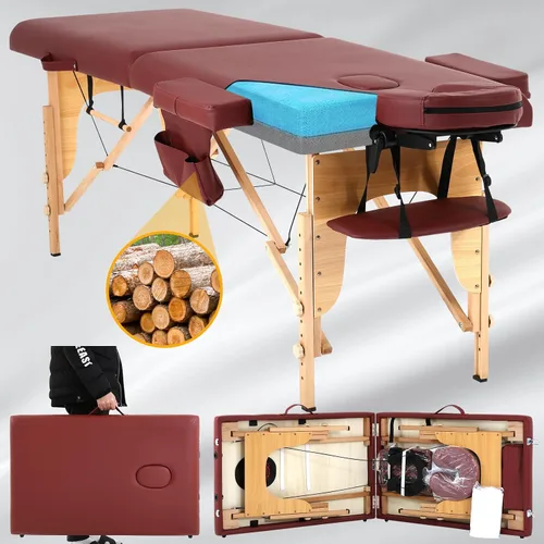Vista 7 de Mesa de masaje, mesas de masaje portátiles con funda de transporte, cama de spa más suave, mesa de masaje de madera resistente, cama de pestañas