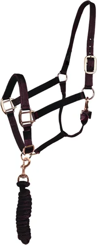 Vista 6 de Majestic Ally Cabestro con cuerda de plomo para caballos, barbilla ajustable y corona, pestillo de garganta enrollado con broche reemplazable, banda