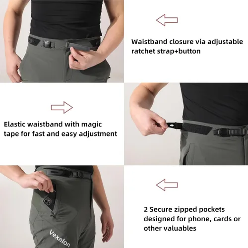 Vista 7 de VEXALON Pantalones de ciclismo de montaña, BMX para hombre, de secado rápido, ligeros, transpirables, para ciclismo, descenso, ciclismo
